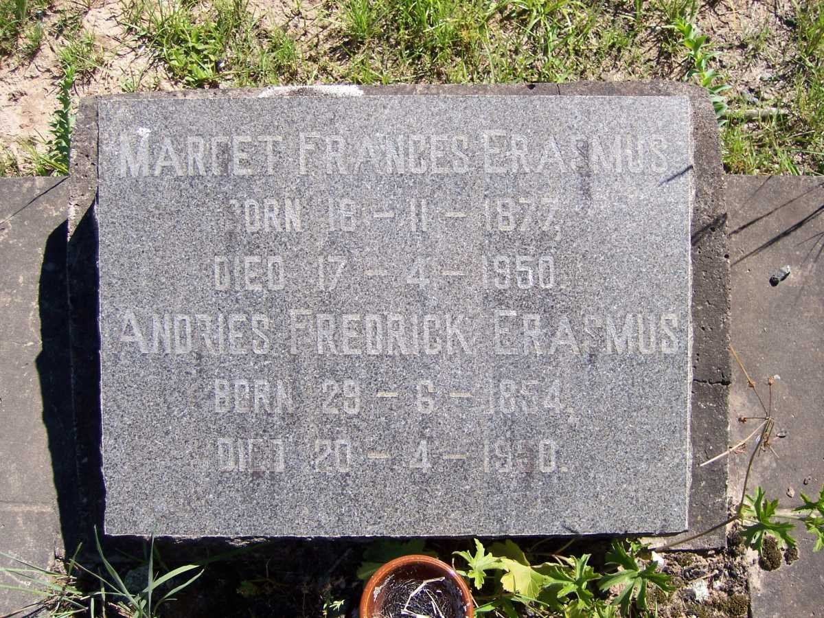 ERASMUS Andries Frederick 1854-1950 &amp;  Marget Francis 1877-1950