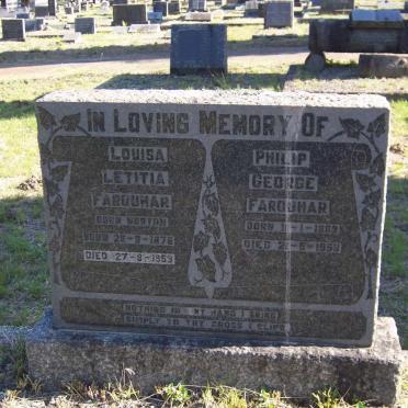 FARQUHAR Philip George 1869-1958 &amp; Louisa Letitia nee NORTON 1878-1959