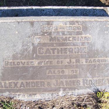 FARQUHAR Catherine 1868-1896 :: ROBERTSON  Alexander :: ROBERTSON James