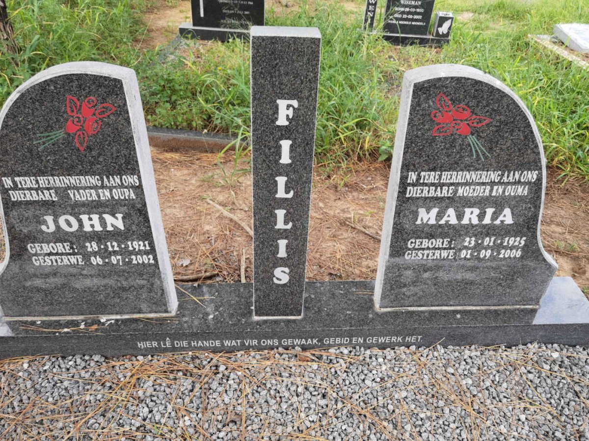 FILLIS John 1921-2002 &amp; Maria 1925-2006