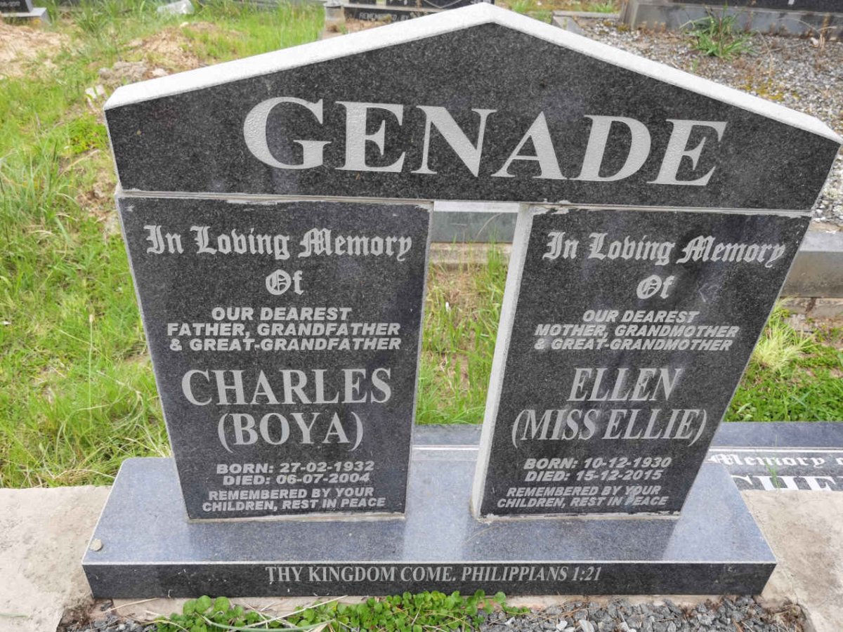 GENADE Charles 1932-2004 &amp; Ellen 1930-2015