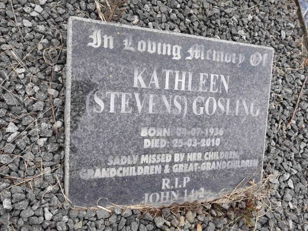 GOSLING Kathleen nee STEVENS 1936-2010