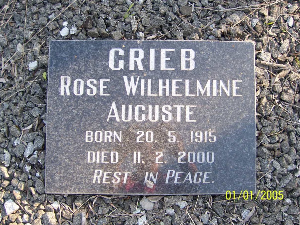 GRIEB Rose Wilhelmina Auguste 1915-2000