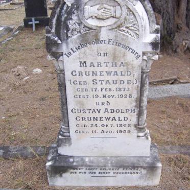 GRUNEWALD Gustav Adolph 1868-1929 &amp; Martha STAUDE 1873-1928