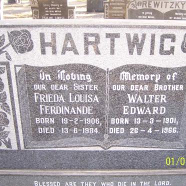 HARTWIG Walter Edward 1901-1966 &amp; Frieda Louisa Ferdinande 1906-1984