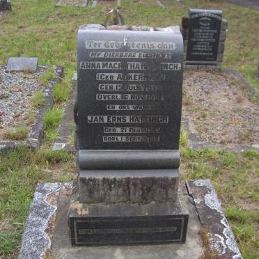 HATTINGH Jan Erns 1870-1937 &amp; Anna Magritha ACKERMANN 1878-1931