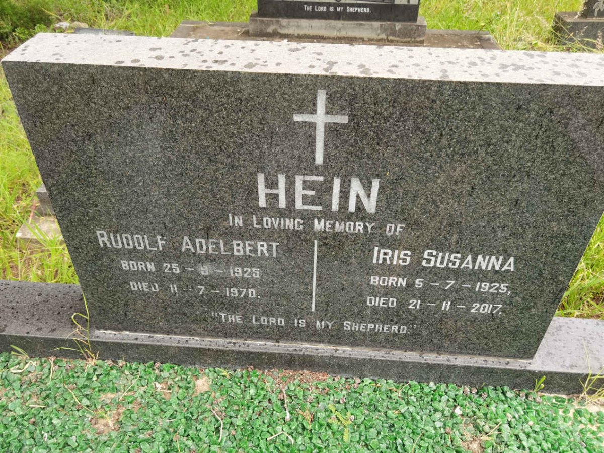 HEIN Rudolf Adelbert 1925-1970 &amp; Iris Susanna 1925-2017