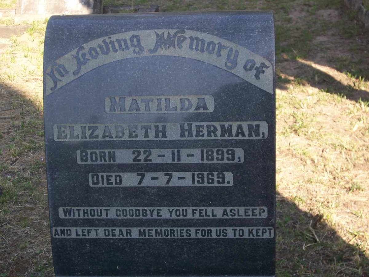 HERMAN Matilda Elizabeth 1899-1969