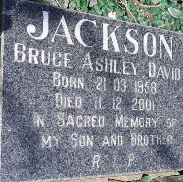 JACKSON Bruce Ashley David 1958-2001