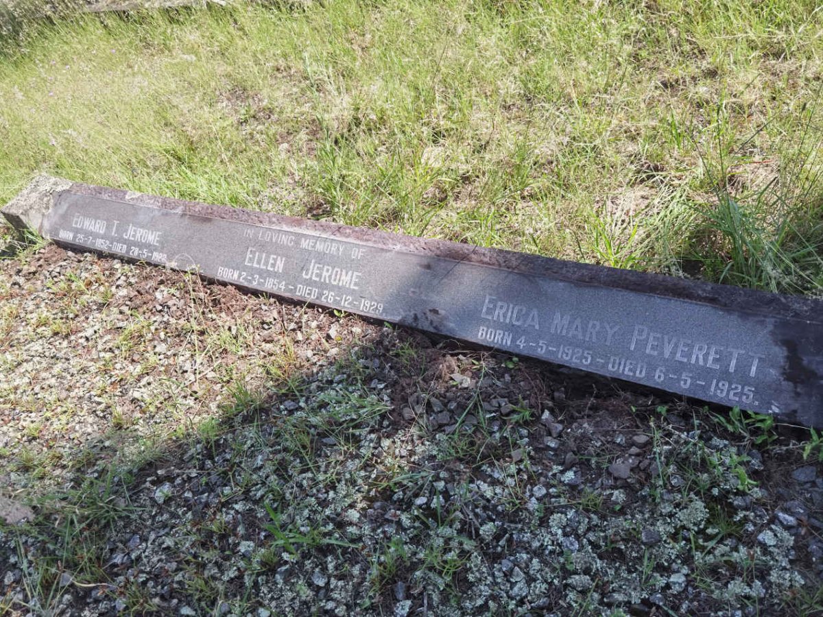JEROME Edward T. 1852-1922 & Ellen 1854-1929 :: PEVERETT Erica Mary 1925-1925
