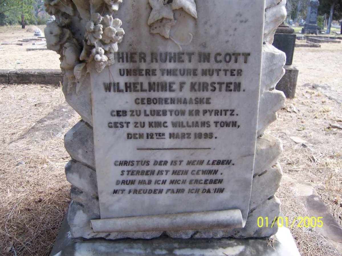 KIRSTEN Wilhelmina F. -1895