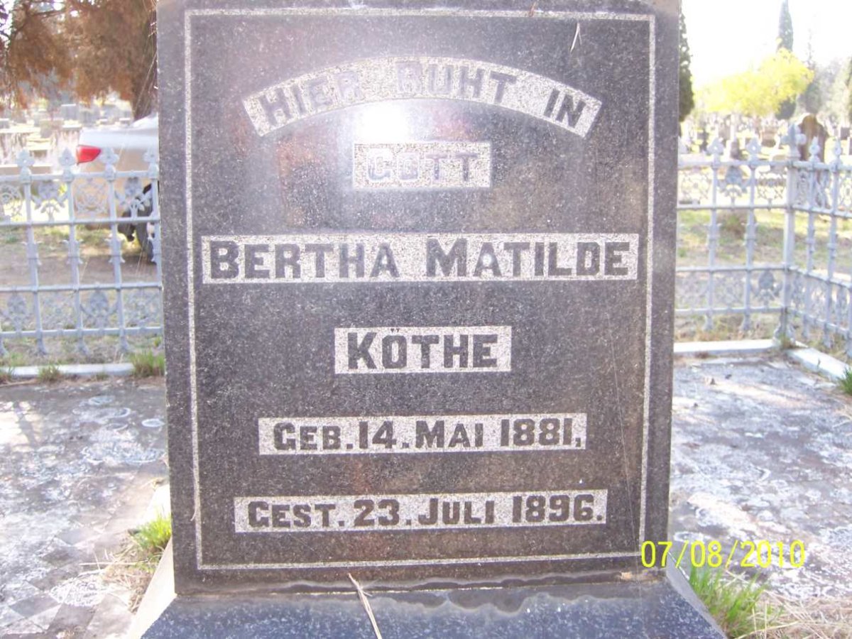 KOTHE Bertha Matilda 1881-1896