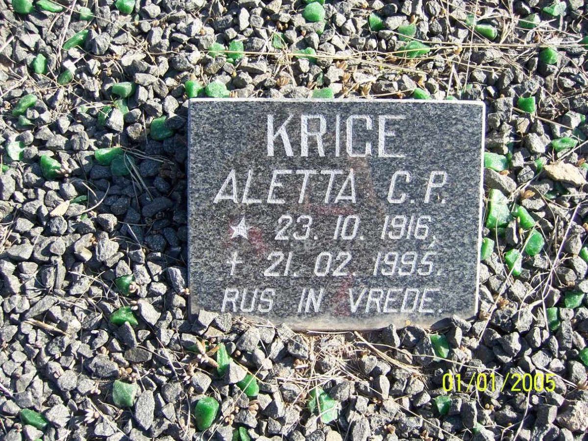 KRIGE Aletta C.P. 1916-1985