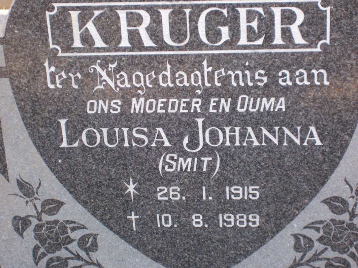 KRUGER Louisa Johanna nee SMIT 1915-1989