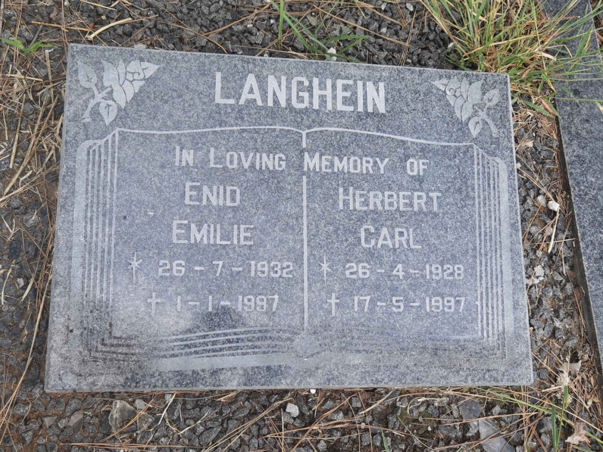 LANGHEIN Herbert Carl 1928-1997 & Enid Emilie 1932-1997