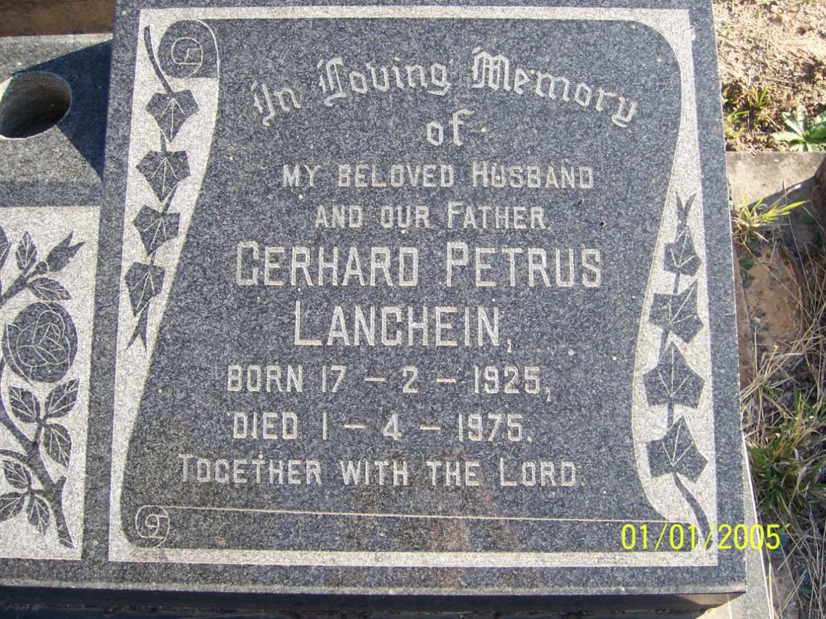 LANGHEIN Gerhard Petrus 1925-1975