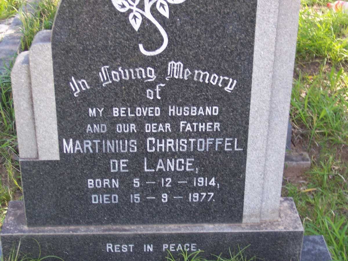 LANGE Martinus Christoffel, de 1914-1977