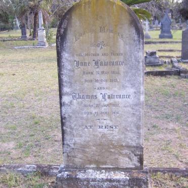 LAWRANCE Thomas 1837-1916 &amp; Jane 1855-1915