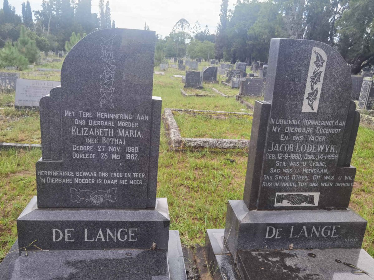 LANGE Jacob Lodewyk, de 1880-1958 &amp; Elizabeth Maria BOTHA 1890-1962