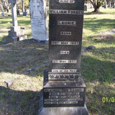 LAURIE William Forbes 1883-1935 &amp; Beatrice Ann 1882-1954