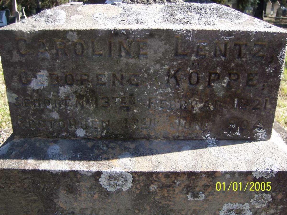 LENTZ Caroline nee KOPPE 1821-1904