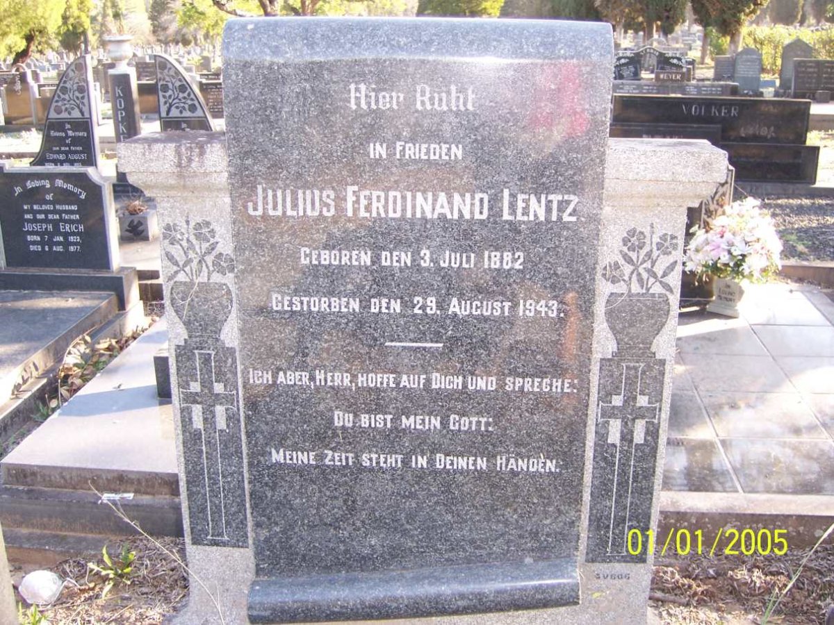 LENTZ Julius Ferdinand 1882-1943