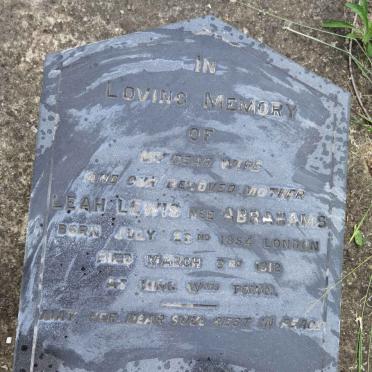 LEWIS Leah nee ABRAHAMS 1854-1912