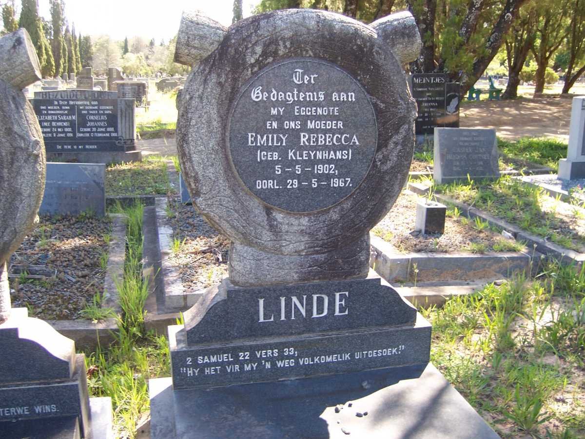 LINDE Emily Rebecca nee KLEYNHANS 1902-1967