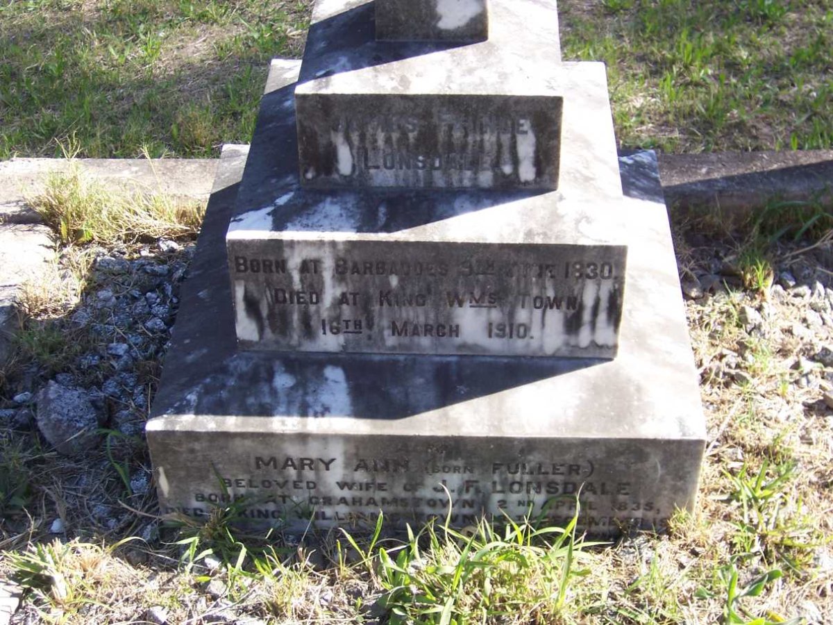 LONSDALE James Faunce 1830-1910 &amp; Mary Ann FULLER 1835-