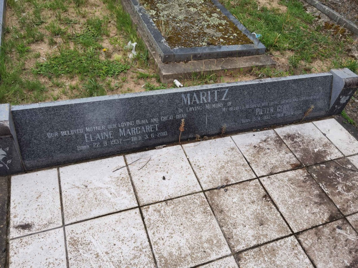 MARITZ Pieter Gert 1935-1980 &amp; Elaine Margaret 1937-2010