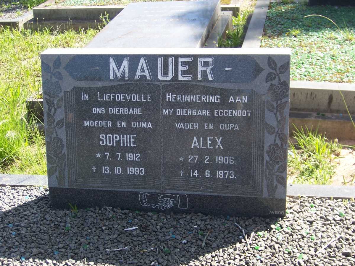 MAUER Alex 1906-1973 &amp; Sophie 1912-1993
