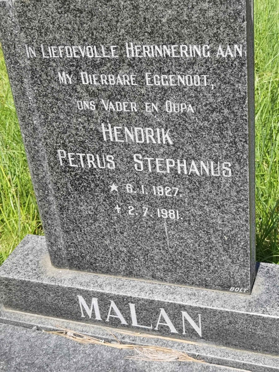 MALAN Hendrik Petrus Stephanus 1927-1981