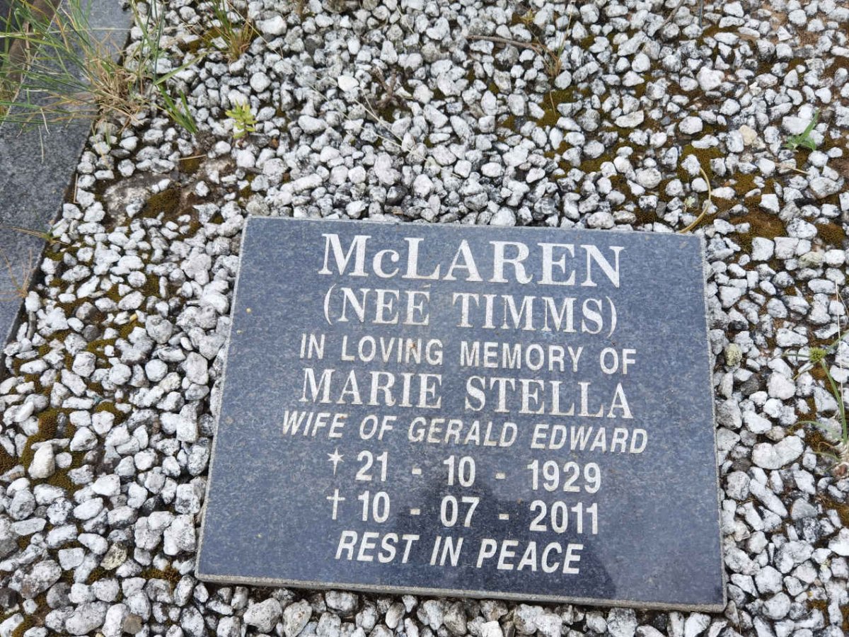 MCLAREN Marie Stella nee TIMMS 1929-2011