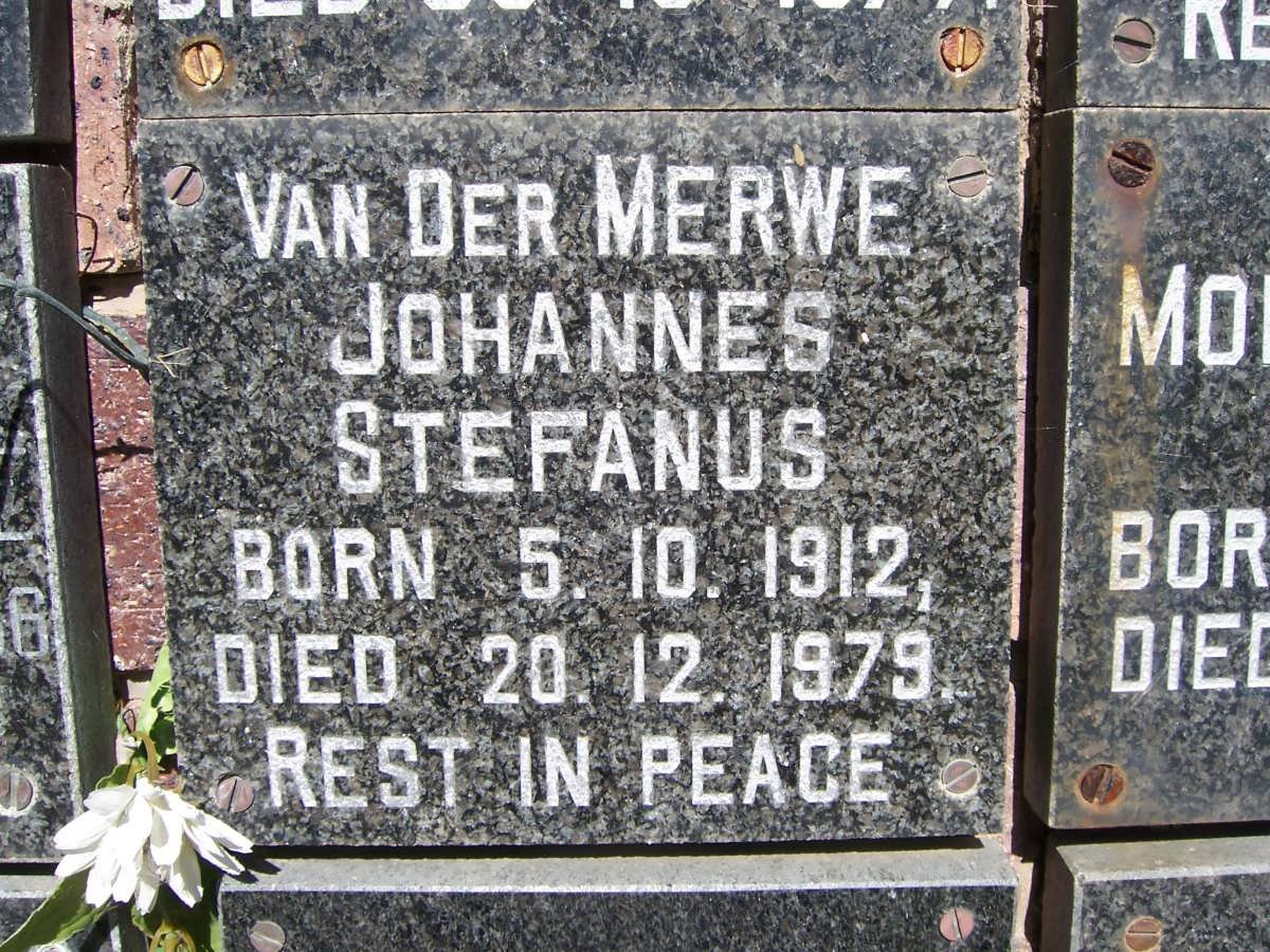 MERWE Johannes Stefanus, van der 1912-1979