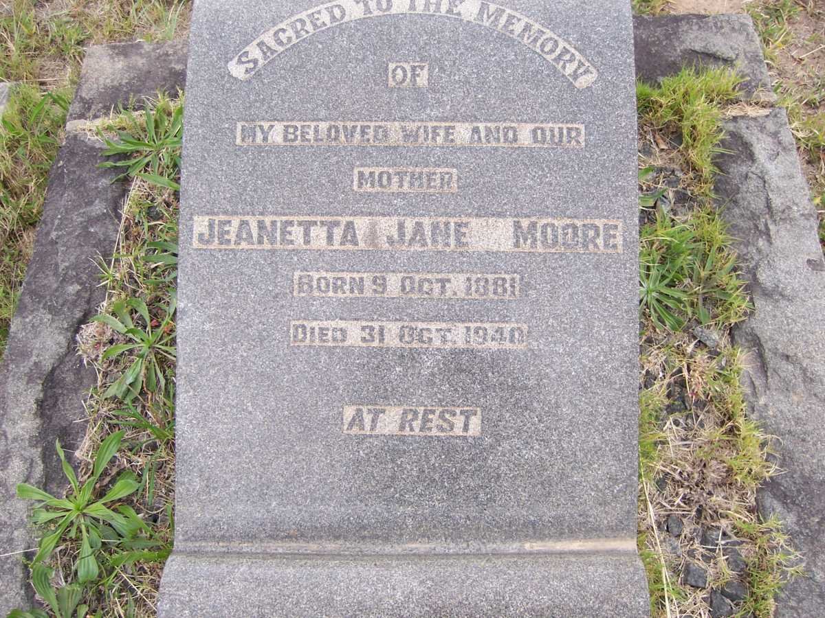 MOORE Jeanetta Jane 1881-1940
