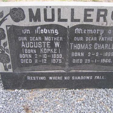 MULLER Thomas Charles 1888-1966 &amp; Auguste W. KOPKE 1899-1975