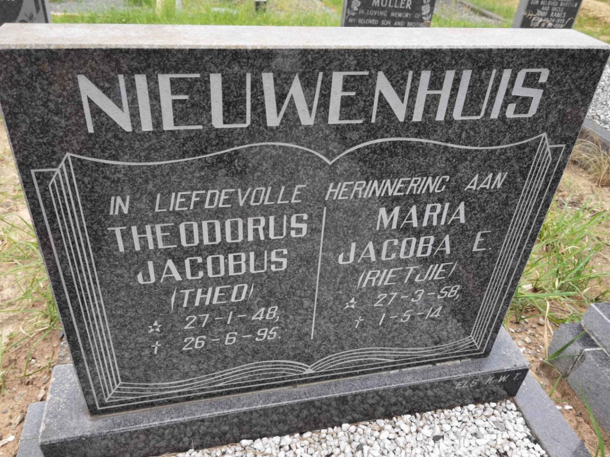 NIEUWENHUIS Theodorus Jacobus 1948-1995 &amp; Maria Jacoba E. 1958-2014