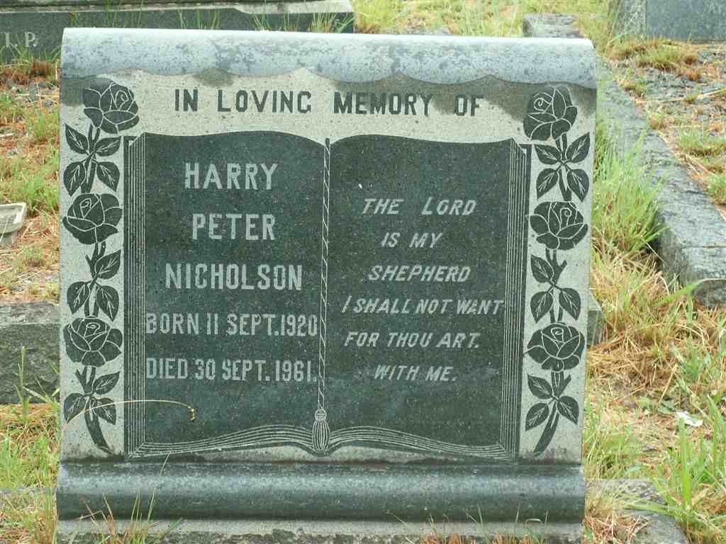 NICHOLSON Harry Peter 1920-1961