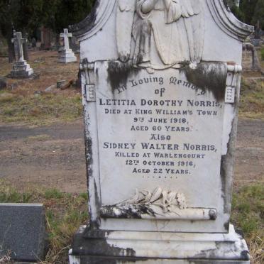 NORRIS Letitia Dorothy -1918 :: NORRIS Sidney Walter -1916