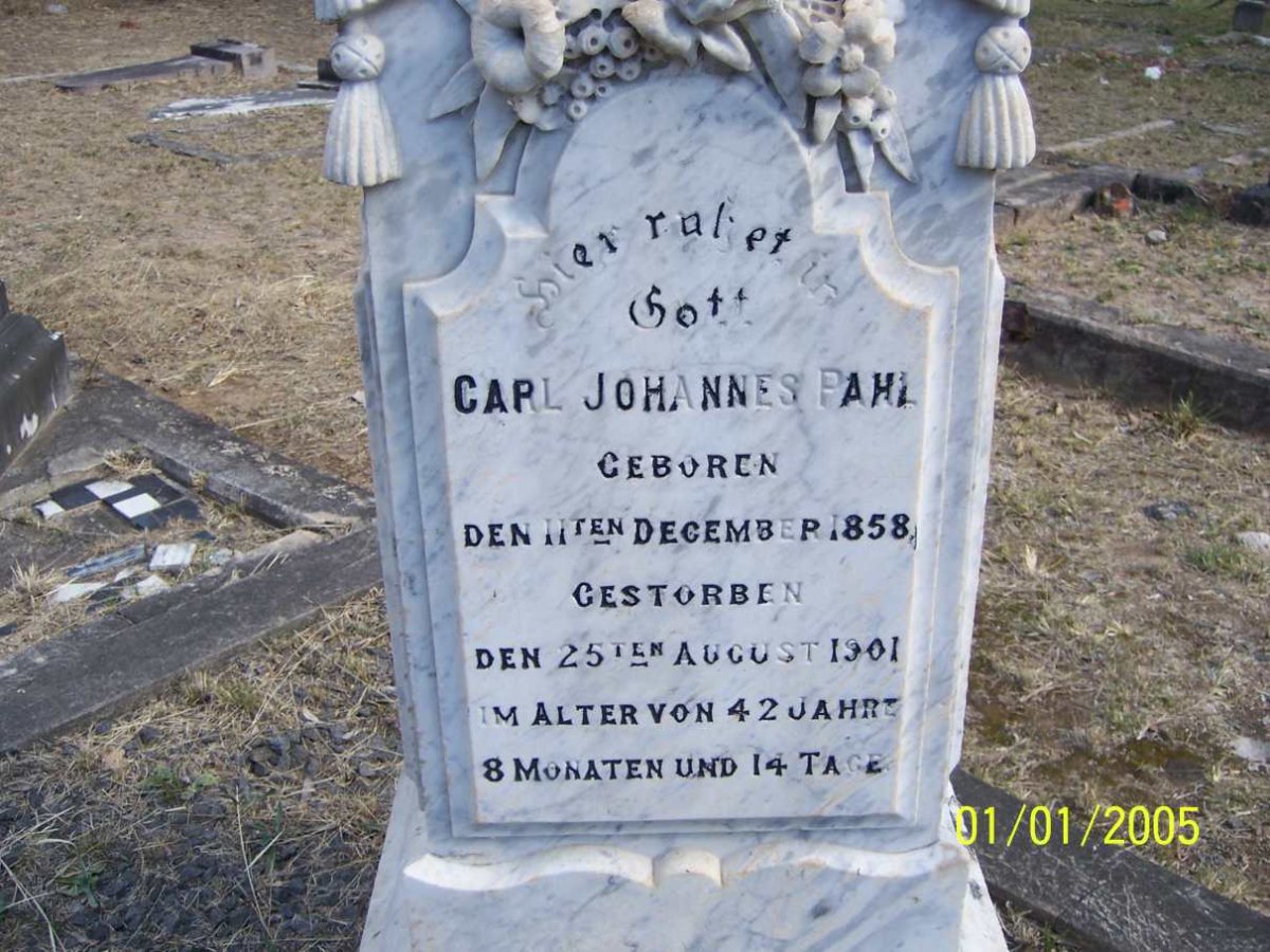 PAHL Carl Johannes 1858-1901