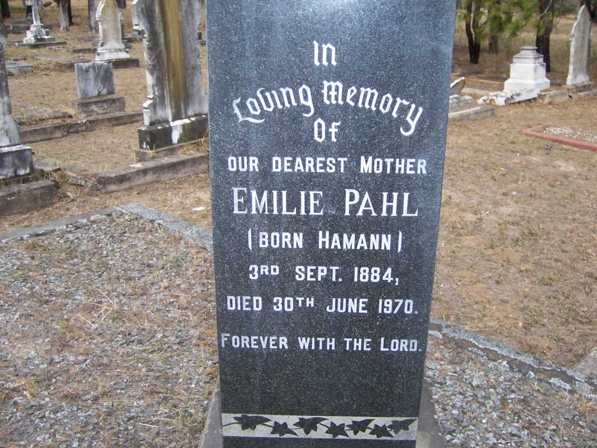PAHL Emilie nee HAMANN 1884-1970