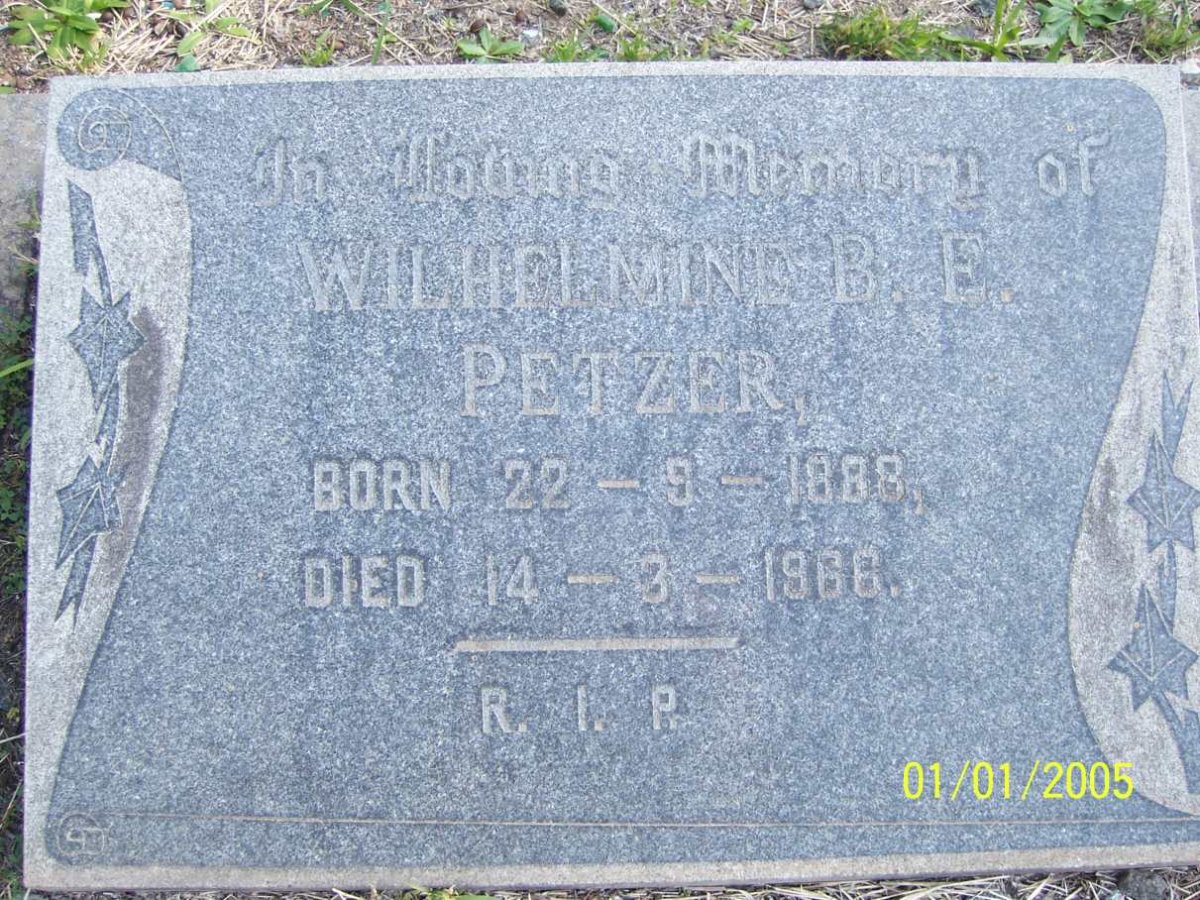 PETZER Wilhelmine B.E. 1888-1966