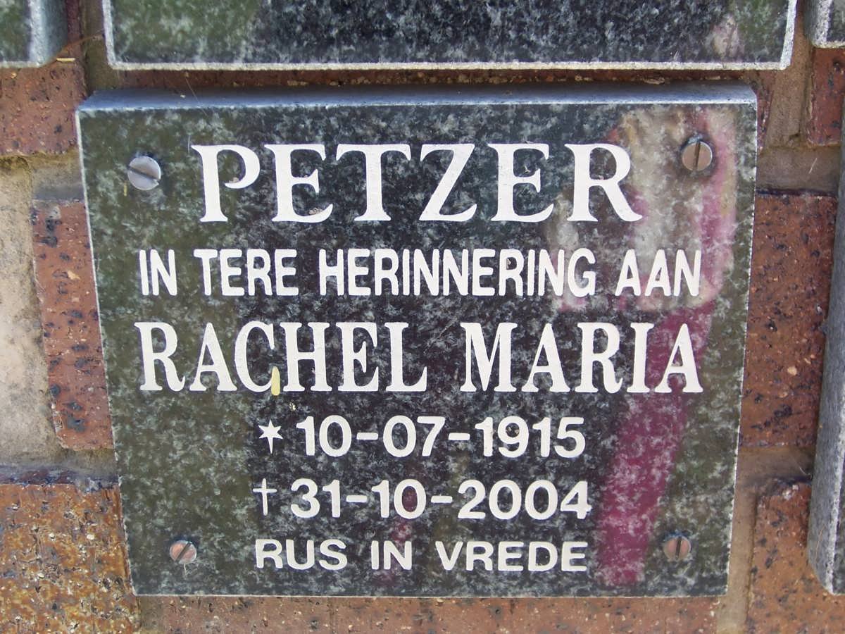 PETZER Rachel Maria 1915-2004