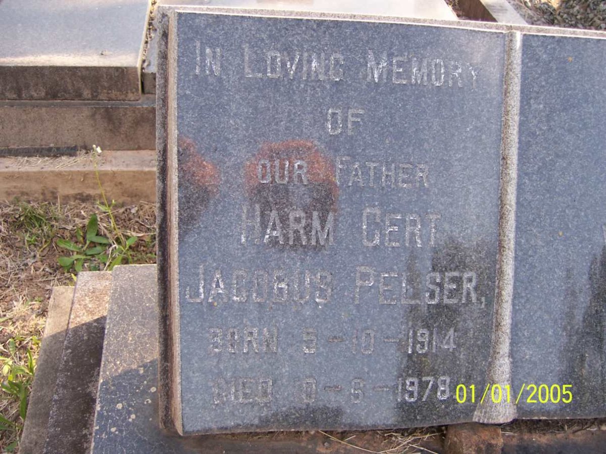 PELSER Harm Gert Jacobus 1914-1978