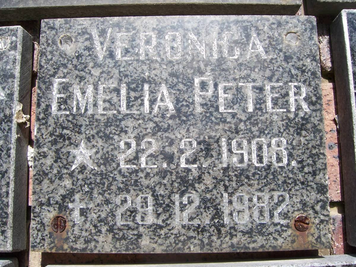 PETER Veronica Emelia 1908-1982