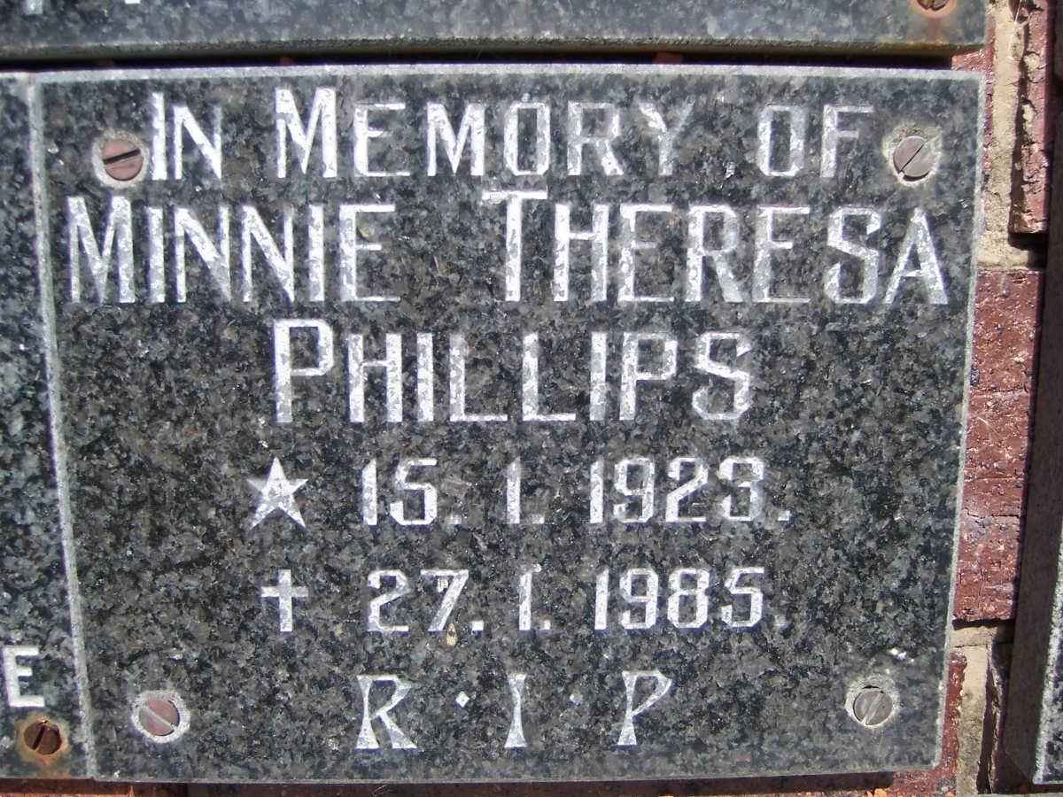 PHILLIPS Minnie Theresa 1923-1985