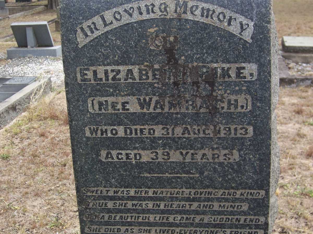 PIKE Elizabeth nee WAMBACH -1913