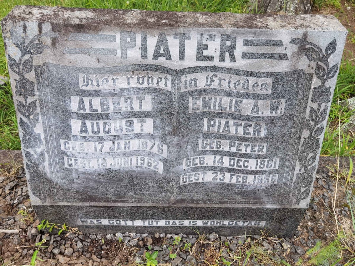 PIATER Albert August 1876-1962 & Emilie A.W. PETER 1881-1956