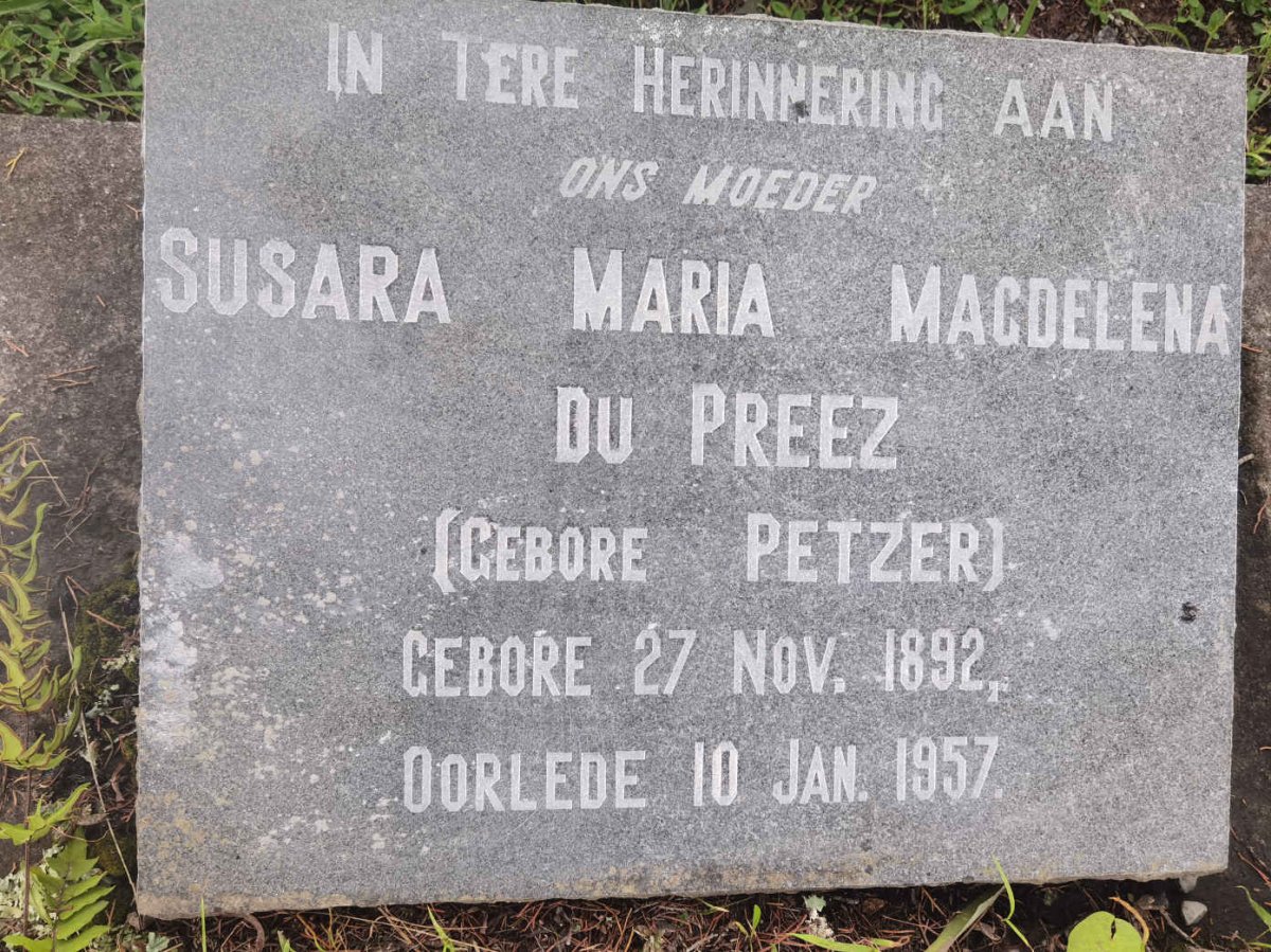 PREEZ Susara Maria Magdelena, du nee PETZER 1892-1957