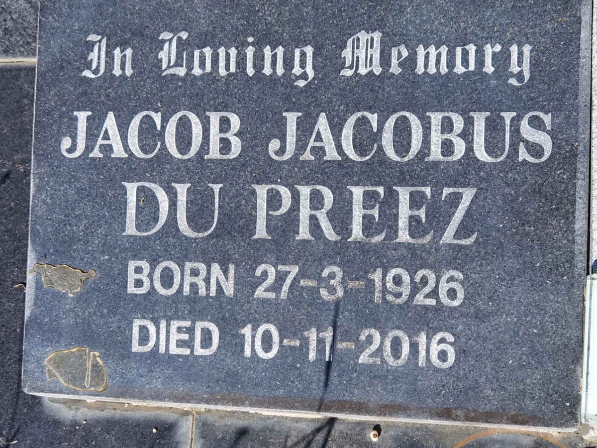 PREEZ Jacob Jacobus, du 1926-2016